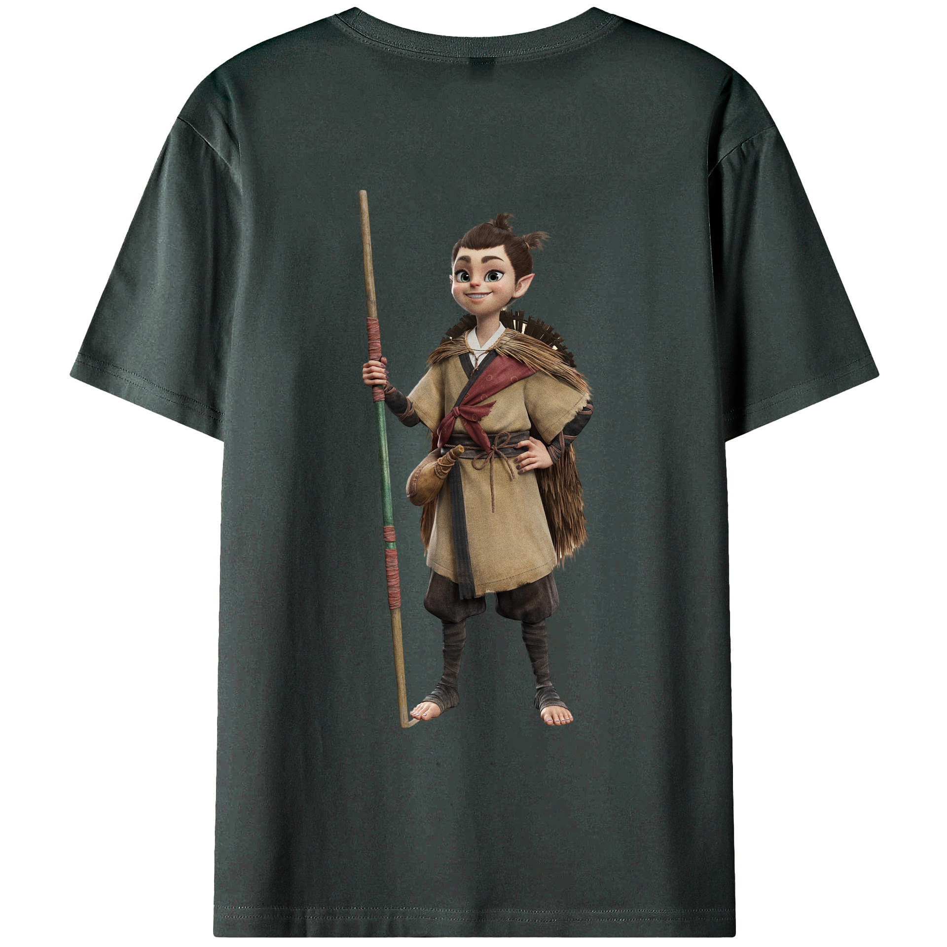 （画像用） Ne Zha 2 ナタ 魔童の大暴れ 綿100％ メンズ半袖Tシャツ（バックプリント） 通気性